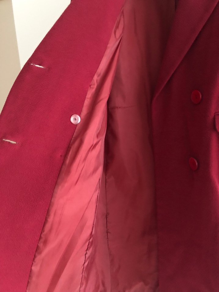 Bordo Kadın Düğmeli Midi Kaban - Görsel 4