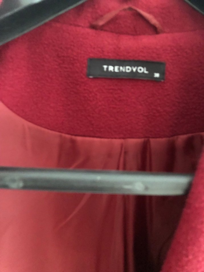 Bordo Kadın Düğmeli Midi Kaban - Görsel 2