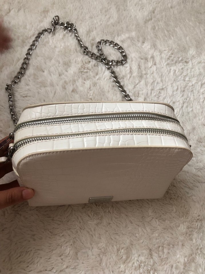 Beyaz Yılan Derisi Desenli Kadın Çanta - Görsel 2