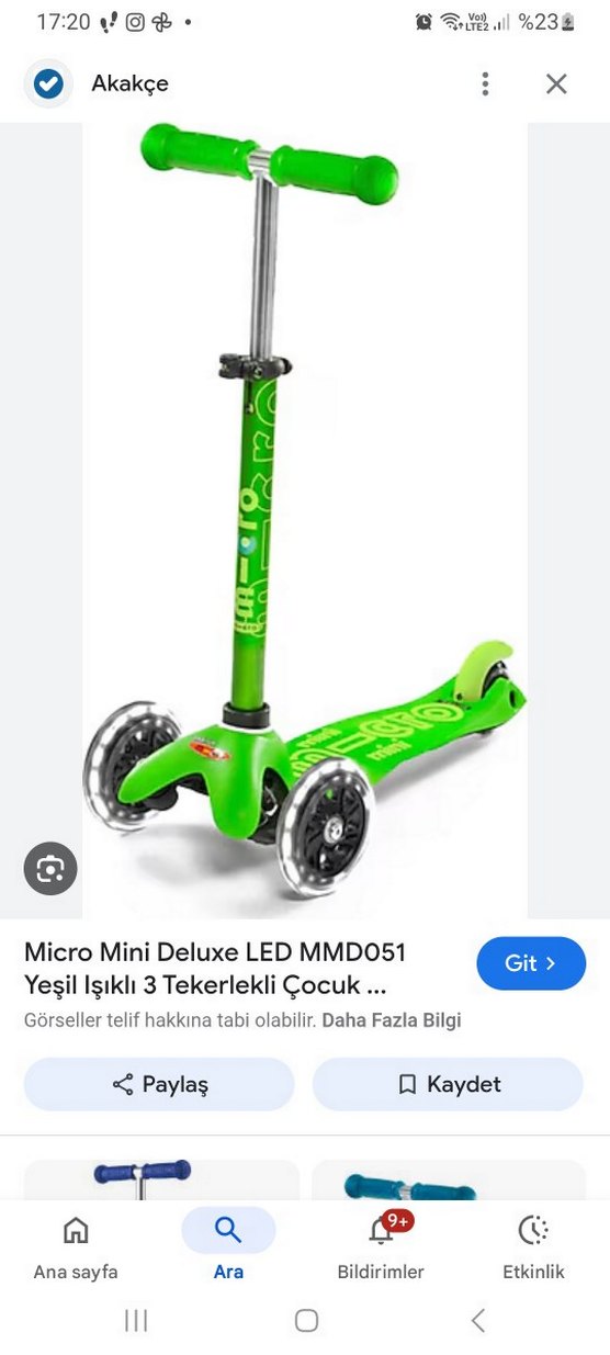 Mini micro Yeşil Çocuk Scooter'ı - Görsel 3