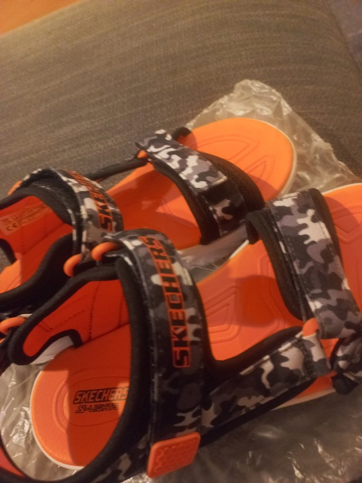 orjinal skechers turuncu Gri Kamuflaj  Erkek Çocuk Sandalet - Görsel 3
