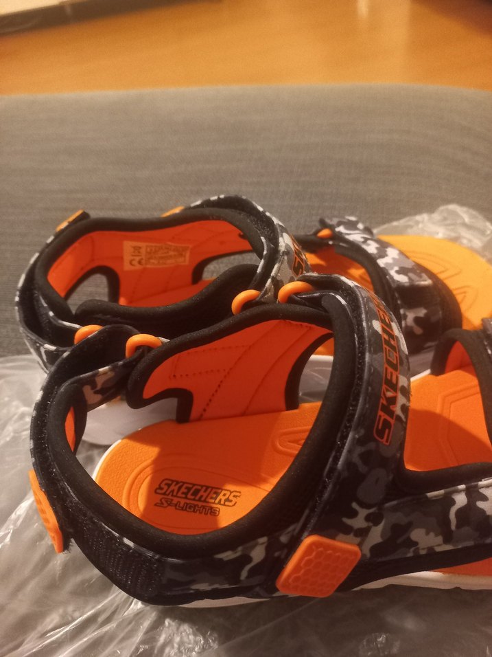 orjinal skechers turuncu Gri Kamuflaj  Erkek Çocuk Sandalet - Görsel 4