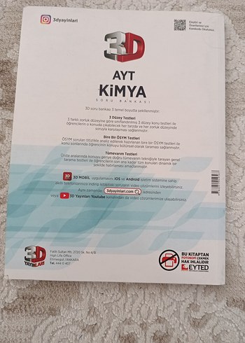 AYT Kimya Soru Bankası 3D Yayınları