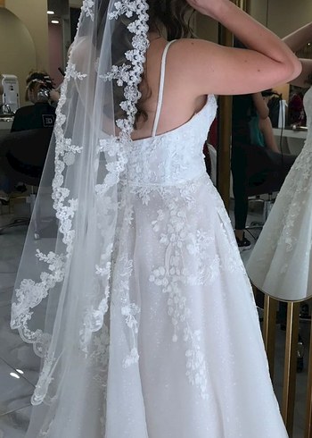 Beyaz Straplez A Kesim Gelinlik oleg cassini - Görsel 3