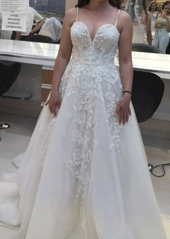 Beyaz Straplez A Kesim Gelinlik oleg cassini - Görsel 2