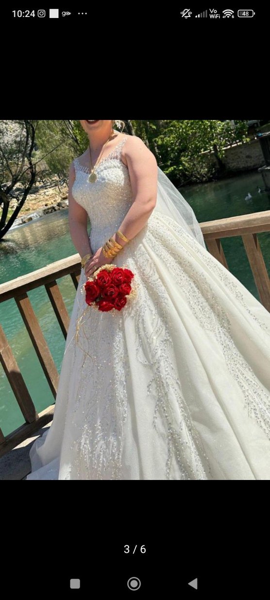 Prenses Kesim Beyaz Gelinlik - Görsel 2