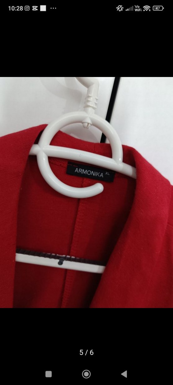 Kırmızı Düğmeli blazer ceket - Görsel 3