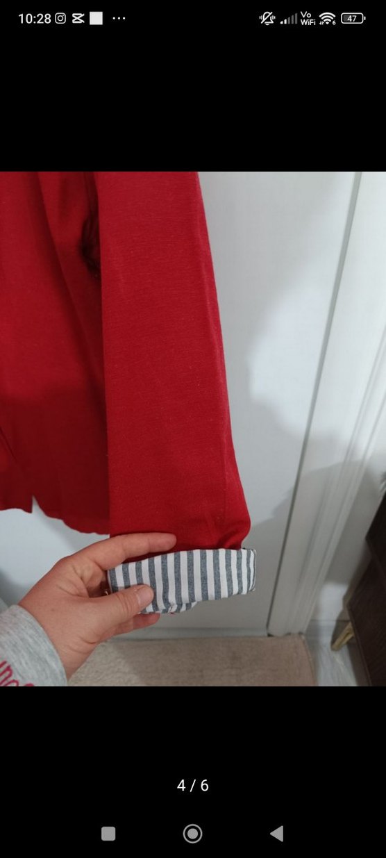 Kırmızı Düğmeli blazer ceket - Görsel 4