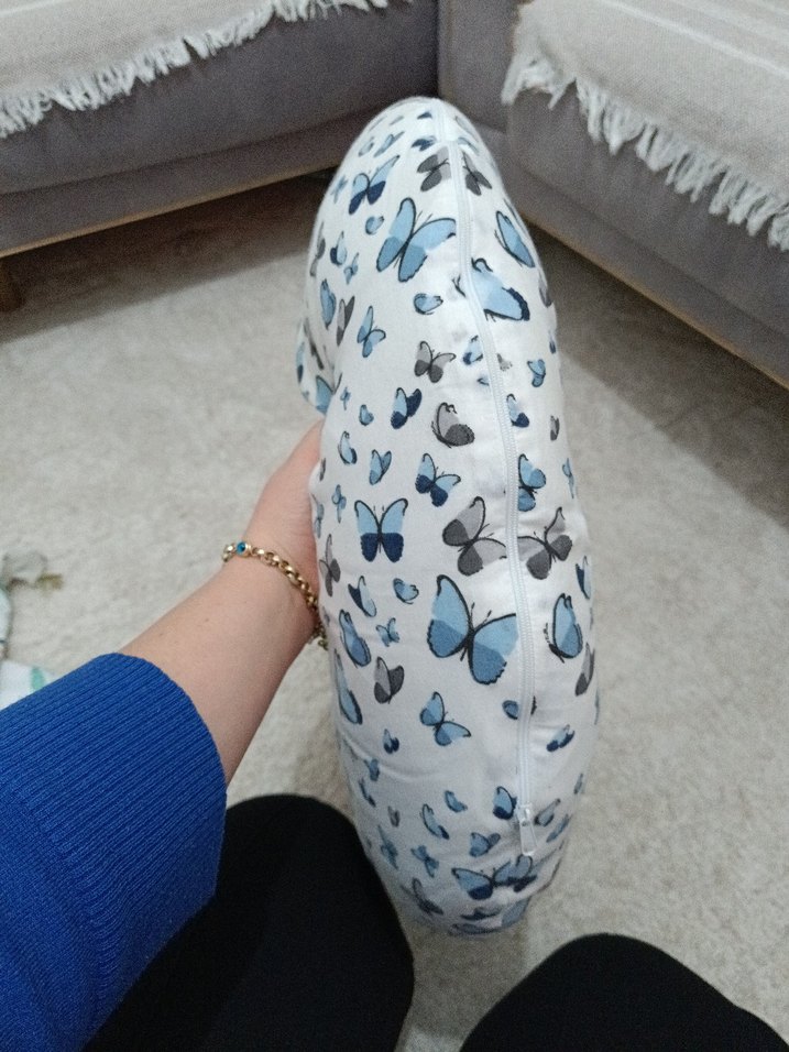 Mavi-Gri Desenli Emzirme ve Hamile Yastığı - Görsel 2