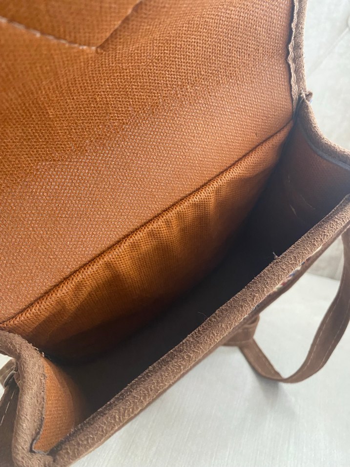 Kahverengi Nakışlı Süet Bohem Kadın Çanta - Görsel 3