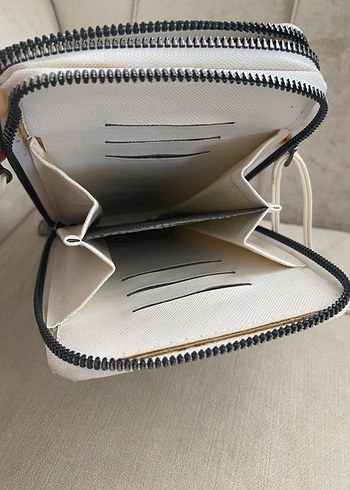 Kadın Beyaz Deri Fermuarlı Çapraz Çanta - Görsel 5