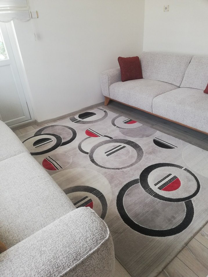 Gri Modern Baskılı Halı - Görsel 2