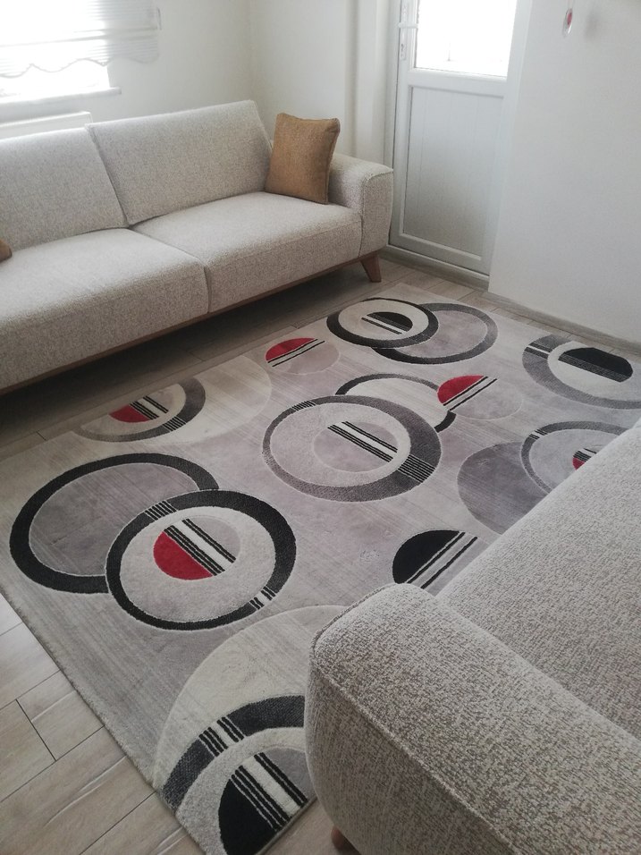 Gri Modern Baskılı Halı - Görsel 4