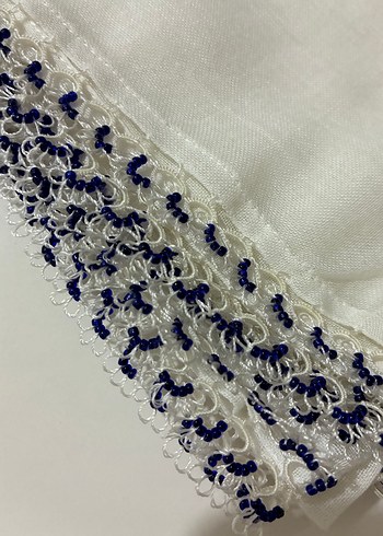 Boncuk Oyalı Beyaz Tülbent - Görsel 5