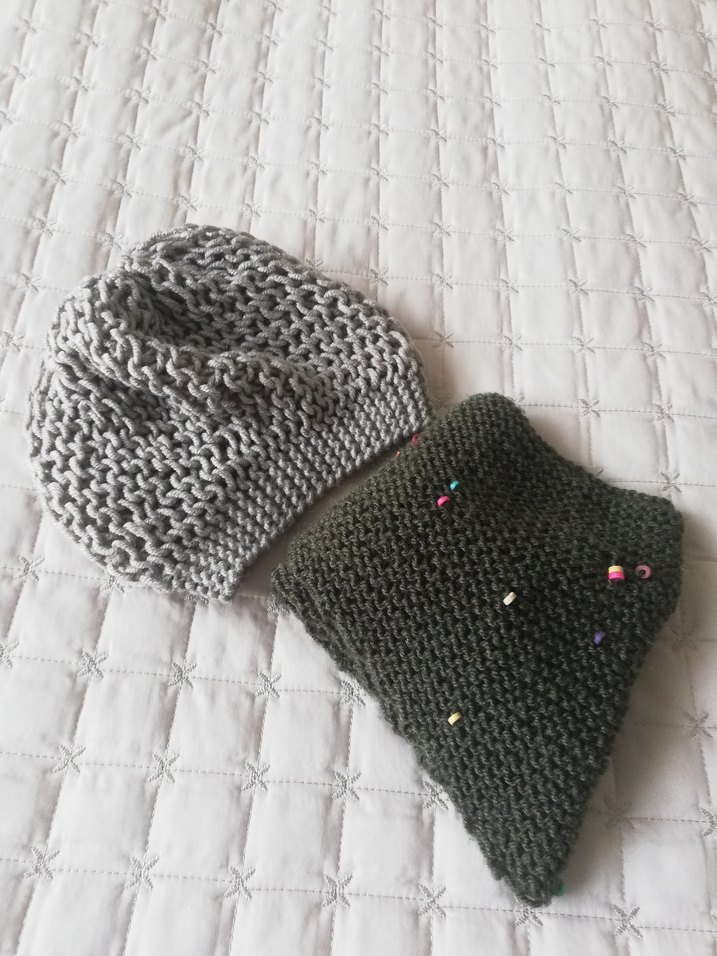 Renkli Boncuk Detaylı Örgü Boyunluk ve Bere - Görsel 4