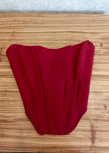 Kırmızı Drapeli Straplez Mini Büstiyer - Görsel 2