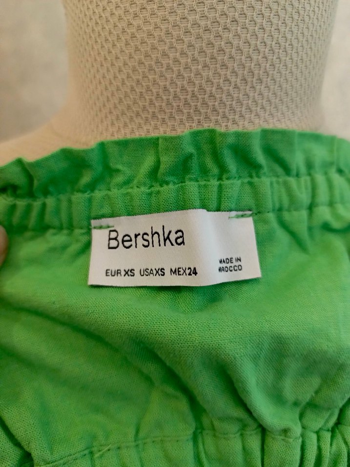 Yeşil Fırfırlı Kısa Bohem Bluz - Görsel 4