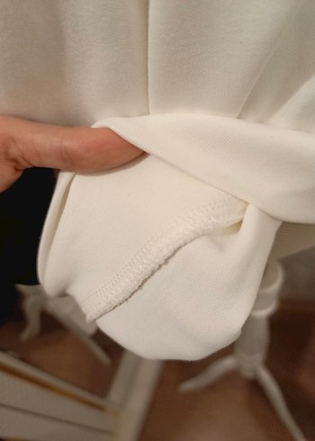 Beyaz Fermuarlı Erkek Sweatshirt - Görsel 3