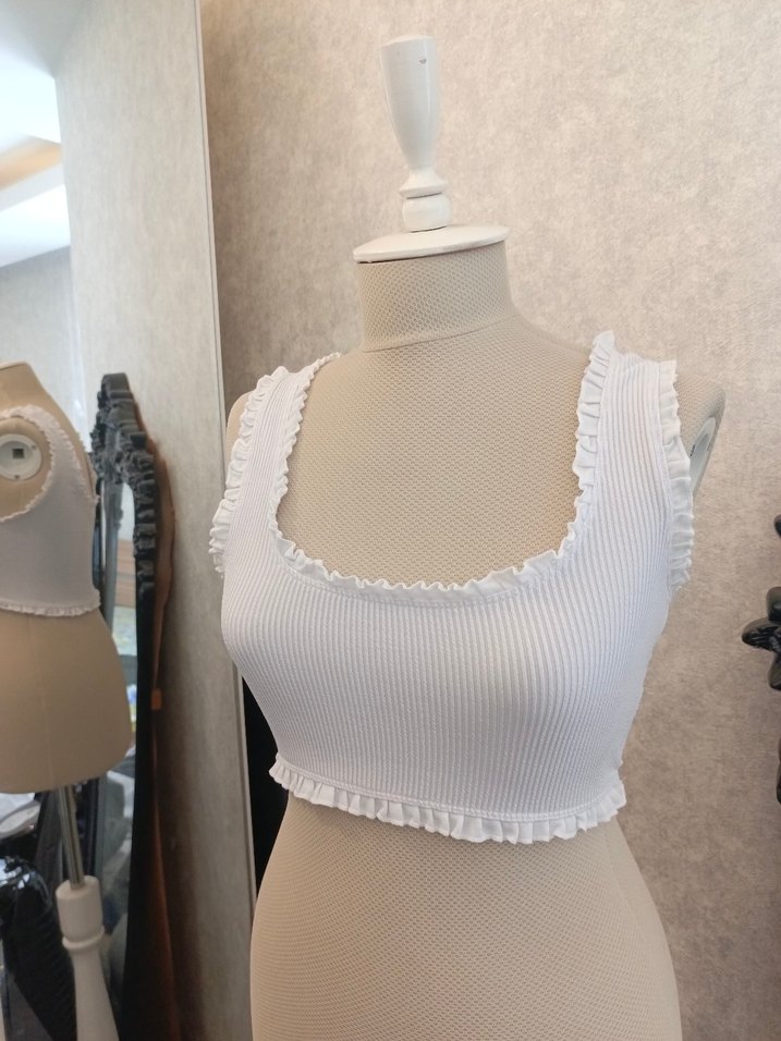 3'lü Bohem Tarzı Kısa Beyaz Kadın Bralet (beyaz sari ve yesil) - Görsel 3