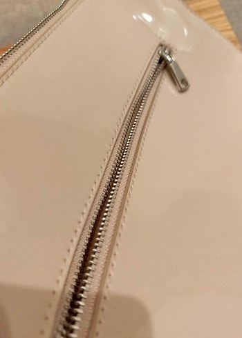 Bej Deri Kadın Çanta Fermuarlı - Görsel 3