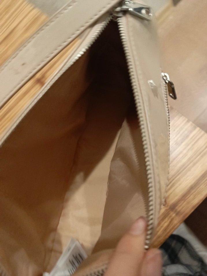 Bej Deri Kadın Çanta Fermuarlı - Görsel 2