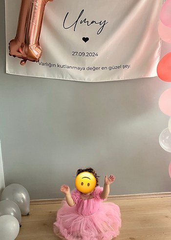18-24 Ay Beden Pembe Fırfırlı Kız Çocuk Elbisesi