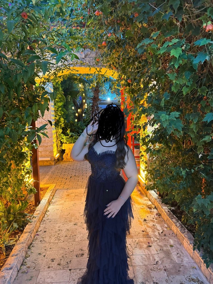 Straplez Nakışlı Lacivert Uzun Abiye Elbise - Görsel 5