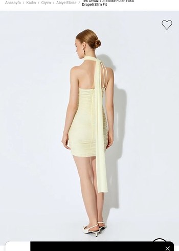 Sarı Tek Omuz Mini Elbise - Görsel 2