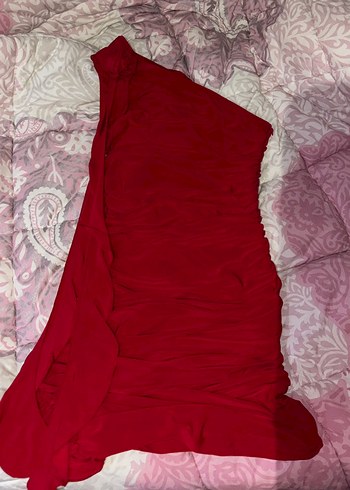 Kırmızı Tek omuz Elbise - Görsel 2