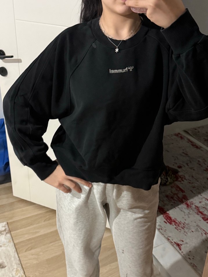 Siyah Kadın Sweatshirt - Görsel 2