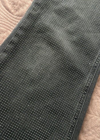 Gri Kadın taşlı Denim Pantolon - Görsel 2