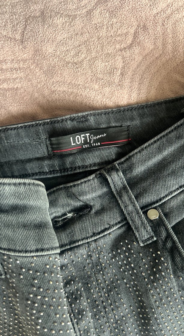 Gri Kadın taşlı Denim Pantolon - Görsel 4