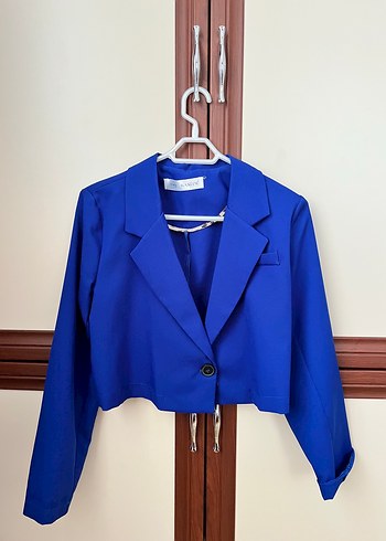 Zara Canli Mavi Kisa Blazer Ceket