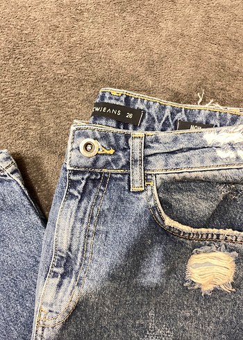 LC Waikiki Kadın Gri Batik Desenli Bol Kesim Denim Pantolon