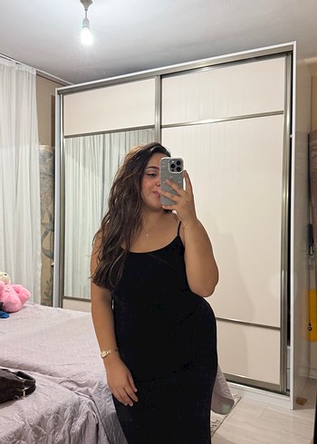 xl Beden siyah Renk Siyah Straplez Midi Kadın Elbise