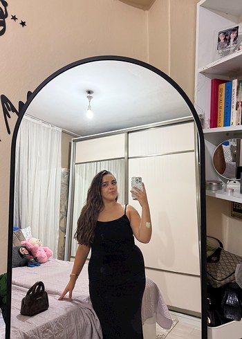 xl Beden Siyah Straplez Midi Kadın Elbise