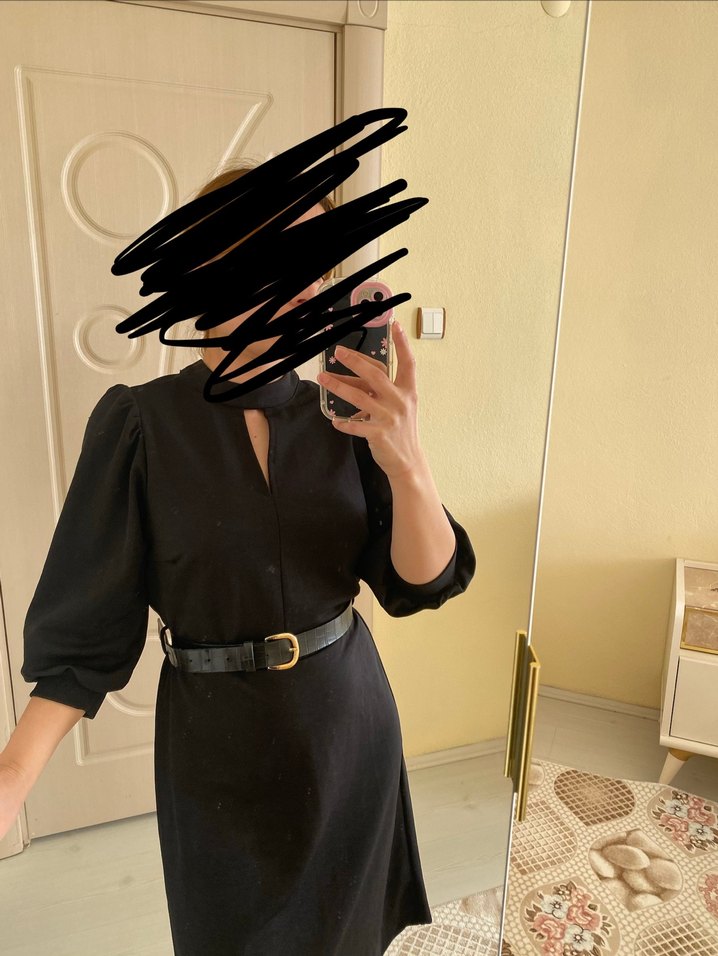 Kadın Siyah Midi Ofis Elbisesi - Görsel 2