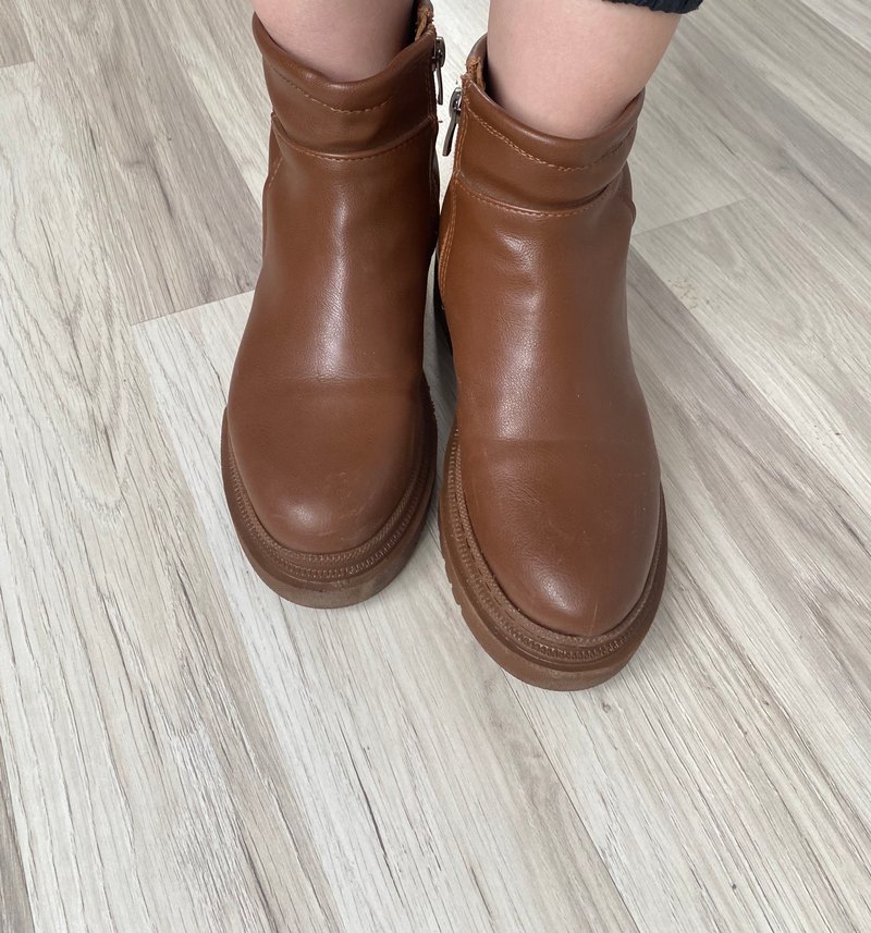 Kahverengi Deri Kadın Platform Topuklu Bot - Görsel 4