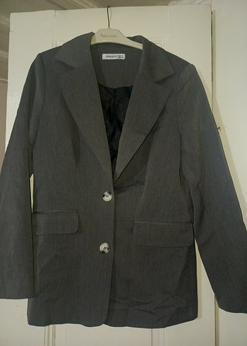 Zara Koyu Gri Tek Dugmeli Blazer Ceket