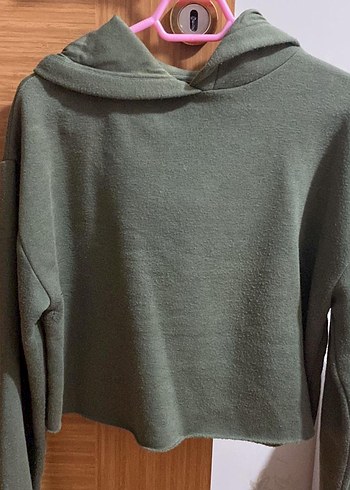 Yeşil Kapüşonlu Kadın Sweatshirt