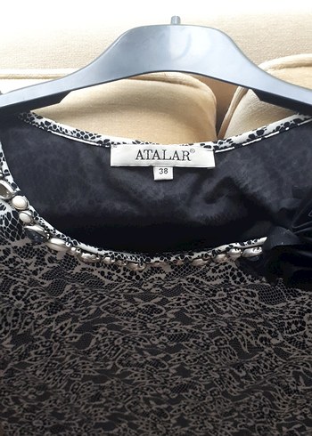 Siyah Krem Midi Elbise - Görsel 3