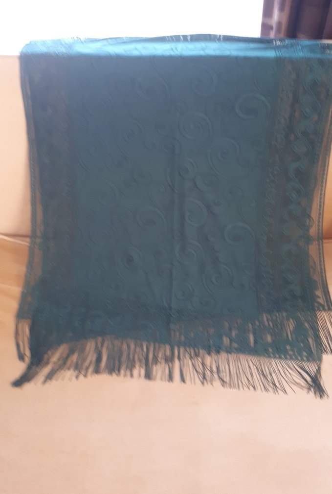 Dantel Detaylı Yeşil  Ince Kadın Şal 62 * 150 cm - Görsel 2