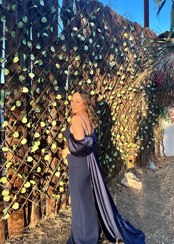 Lacivert Uzun Kadın Elbise - Görsel 4