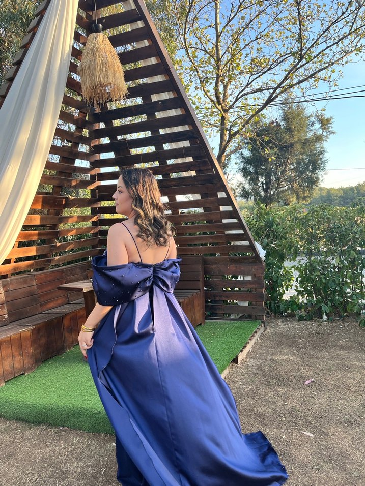 Lacivert Uzun Kadın Elbise - Görsel 3