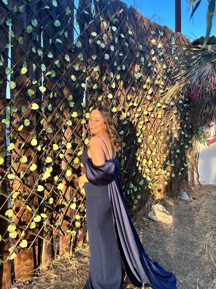 Lacivert Uzun Kadın Elbise - Görsel 4