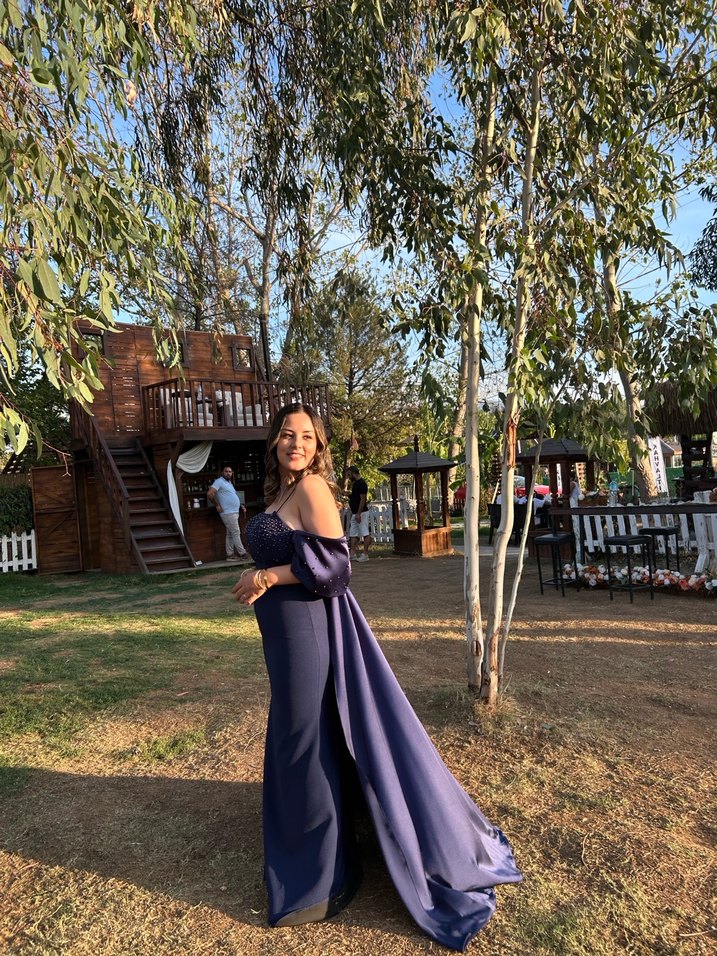 Lacivert Uzun Kadın Elbise - Görsel 2