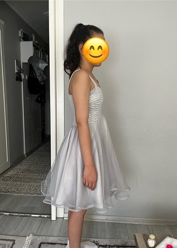 Gri İnce askılı Midi Abiye Elbise - Görsel 3