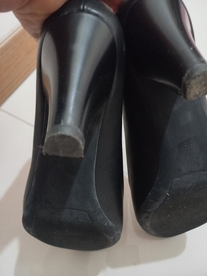 Siyah  deri Kadın Ofis Topuklu Ayakkabı - Görsel 5