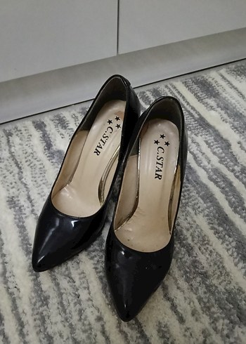 36 Beden Siyah Rugan Stiletto