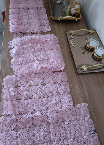 Toz pembe iğne oyası takımı 17 parça